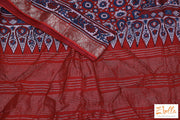 Red Orange Ajrak Dola Silk Saree With Stitched Blouse Saree