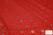 Reddish Orange Bandini Crepe Saree With Lotus Butta Bp Saree