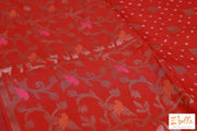 Reddish Orange Bandini Crepe Saree With Lotus Butta Bp Saree