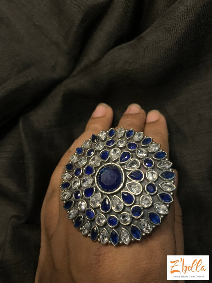 Ring With Blue And White Stone
