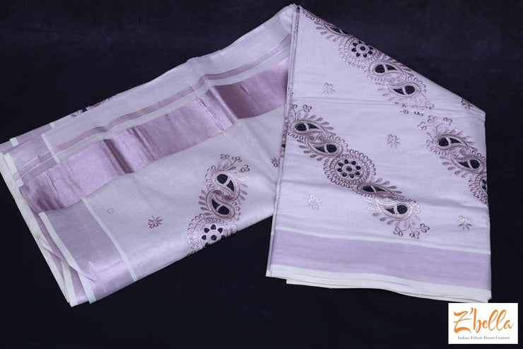 Rose Gold Tissue Set Saree With Embroidery Set Saree