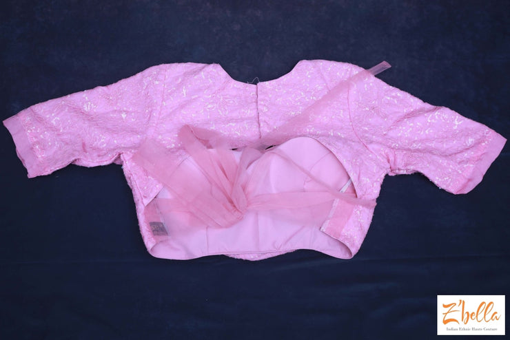 Rose Organza Silk Sequins Blouse Blouse