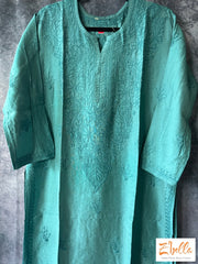 Sapphire Blue Chikankari Silk Kurti - Size 44 Kurti