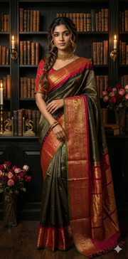 Pure Gadwal Tissue Silk Saree With Stitched Blouse