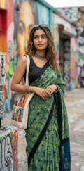 Nashpal Tussar by modal silk saree with hand block print with natural dye, with BP