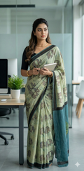 Vanaspati Ajrakh cotton sarees with hand block print with natural dye