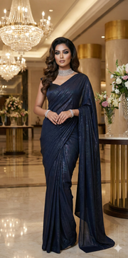 Black crushed tissue crepe ready to wear saree