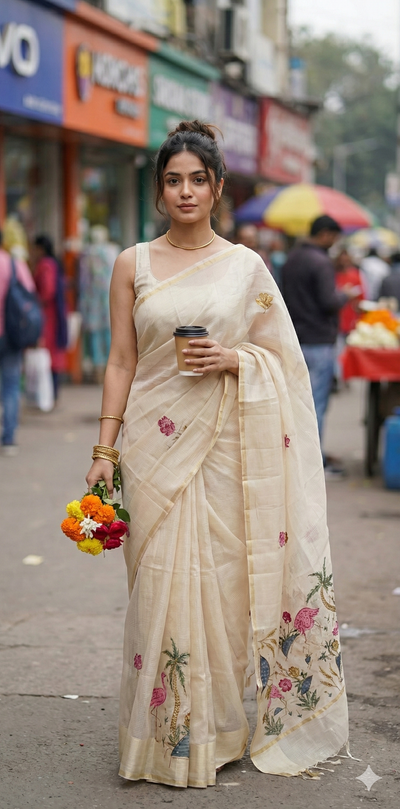 Kotta silk saree with hand embroidery, with BP