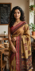 Pure munga silk saree with digital print, with BP