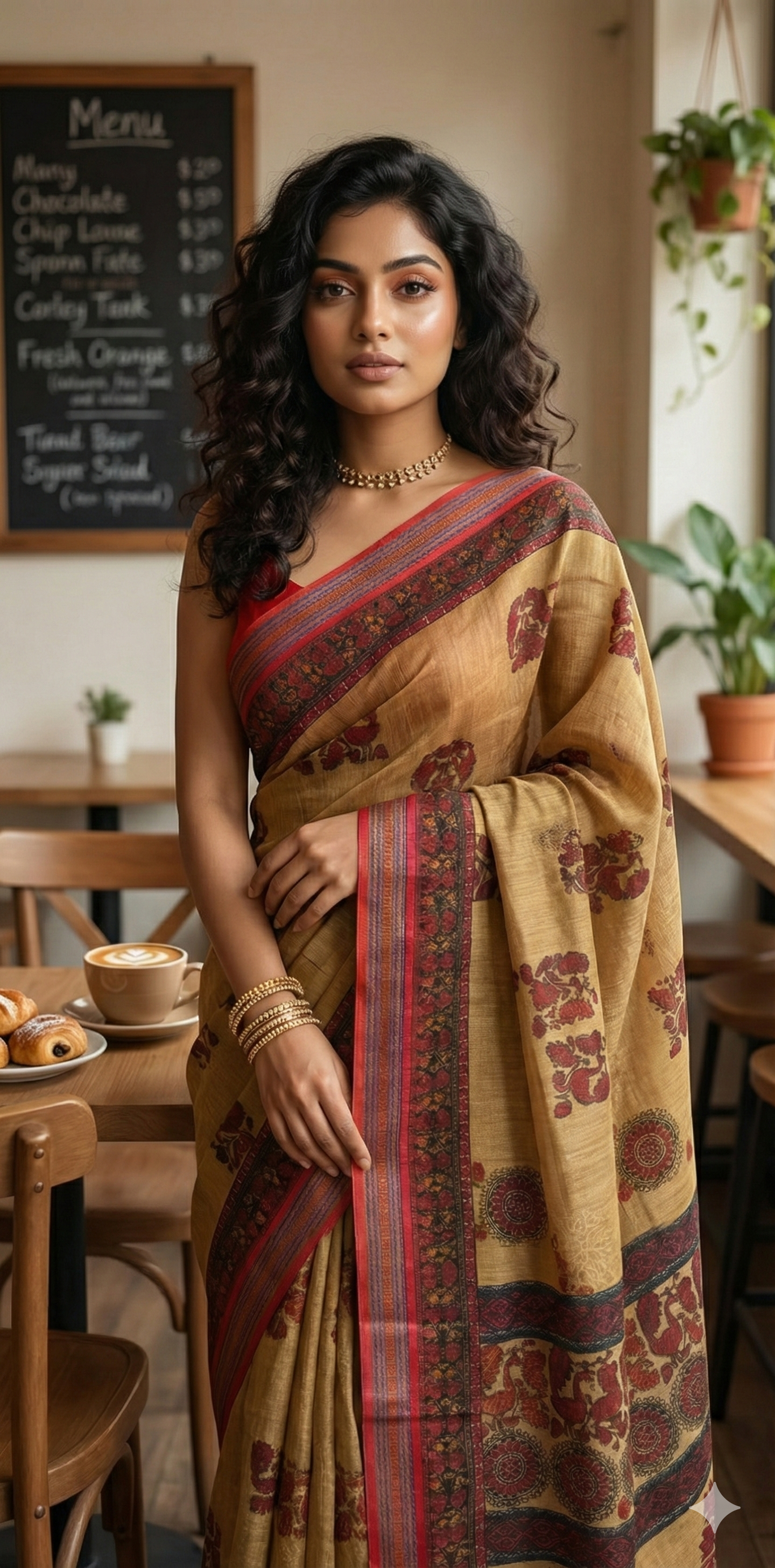 Pure munga silk saree with digital print, with BP