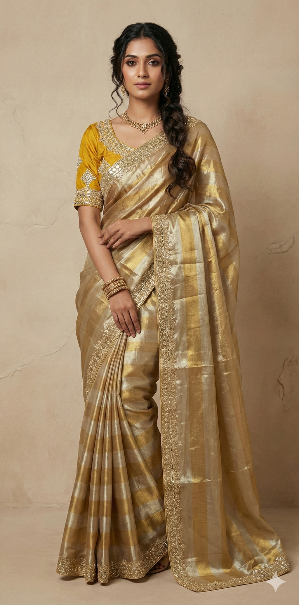 Tissue silk saree with designer blouse