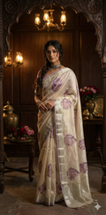 Soft semi tussar saree with digital print, stitched blouse