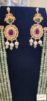 Semi Precious Green Stone With Pendent Earring Necklace