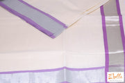 Set Saree With Lilac And Silver Border Saree