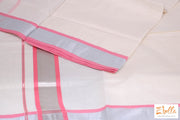 Set Saree With Pink And Silver Border Saree