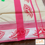 Set Saree With Pink Border Saree