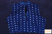 Sleeveless Indigo Print Colar Blouse Blouse