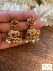 Small Jhumka Earrings Gold Tone