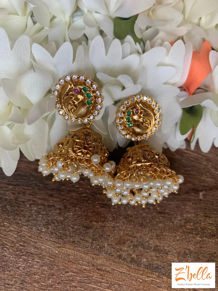 Small Jhumka Earrings Gold Tone