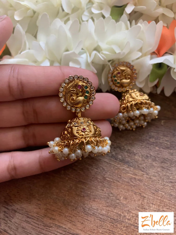 Small Jhumka Earrings Gold Tone