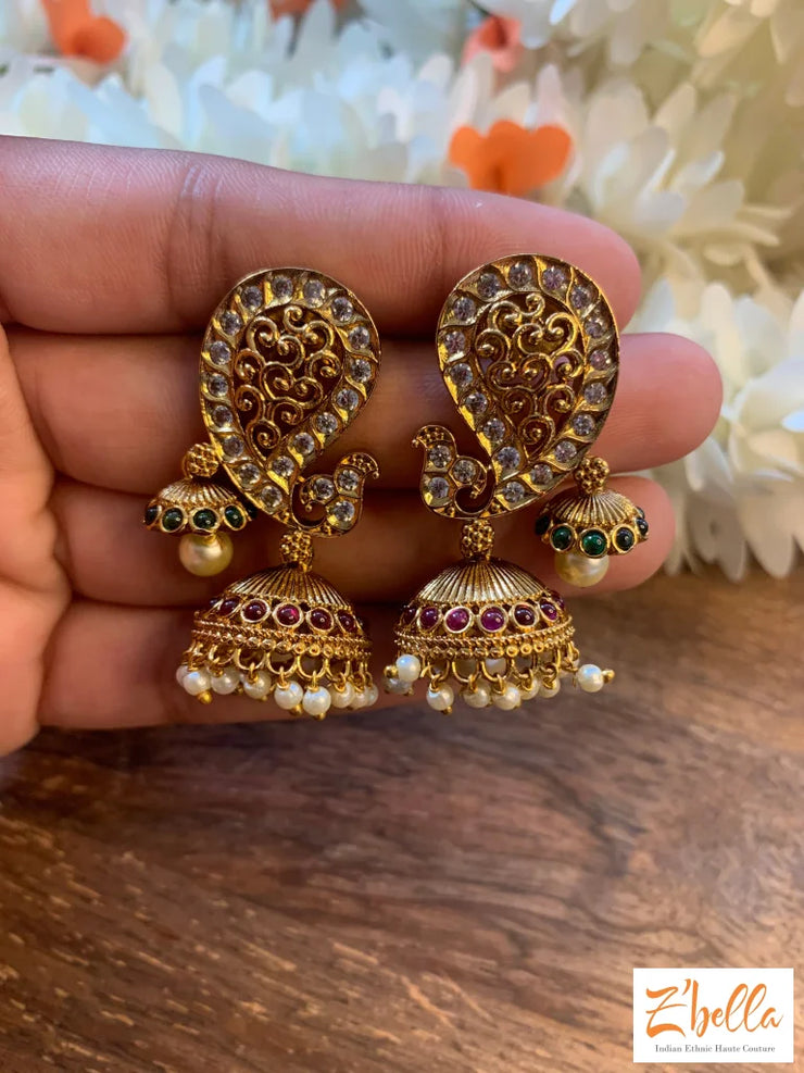 Small Jhummka Earrings Gold Tone