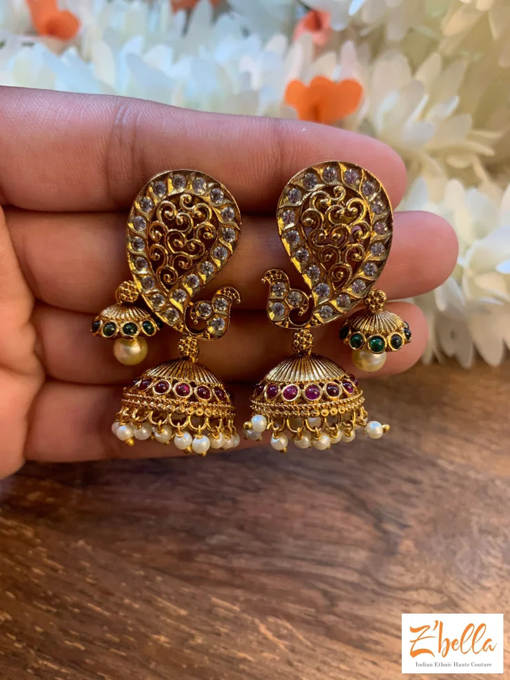 Small Jhummka Earrings Gold Tone