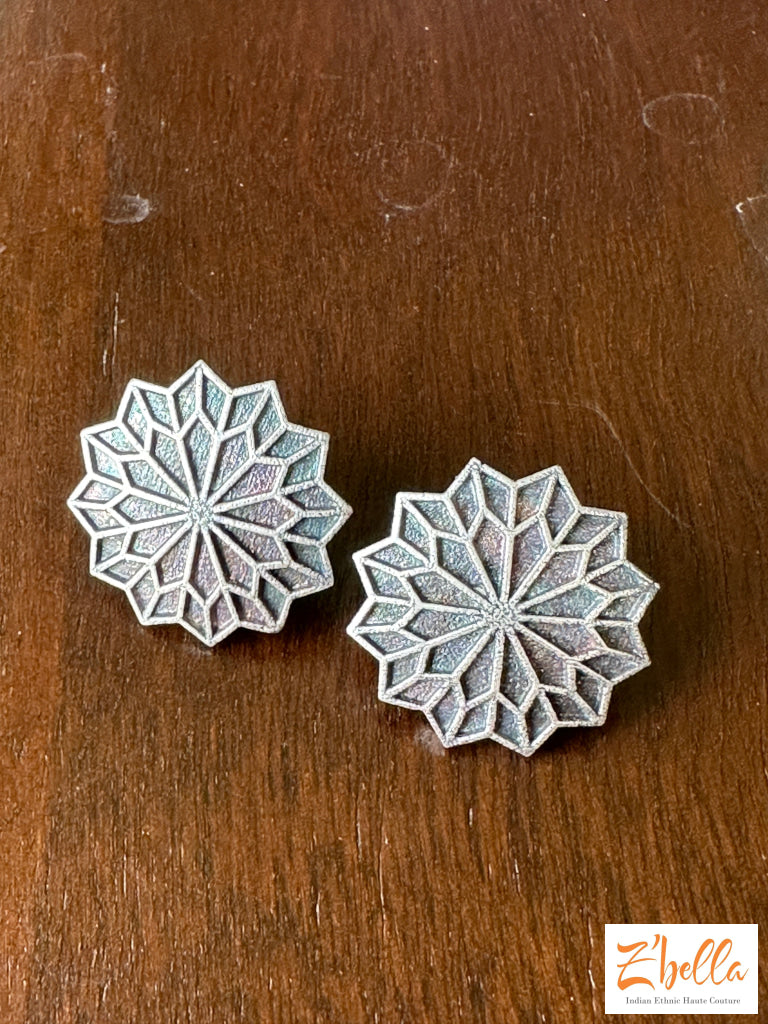 Stud Earrings Silver Tone