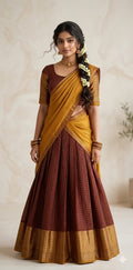 Brown narayenpettu cotton silk dhavani