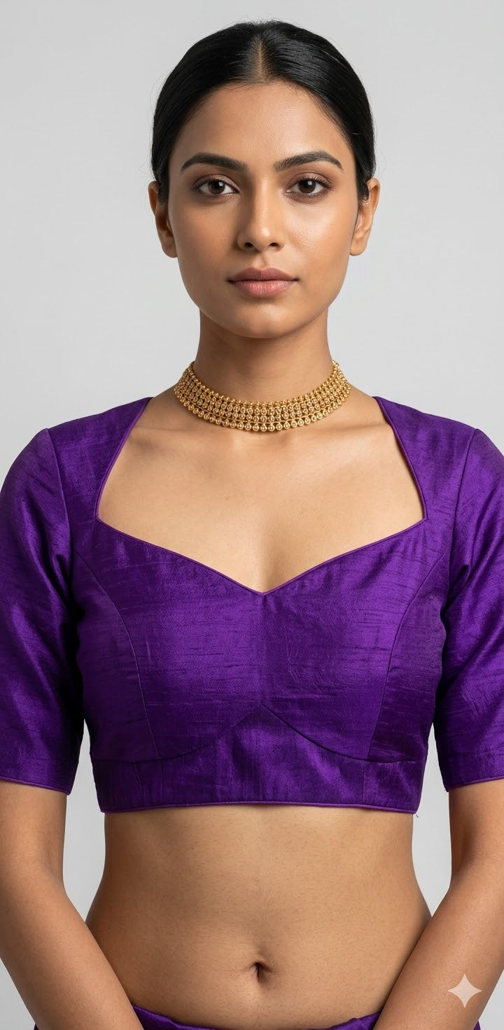 Purple plain tissue blouse