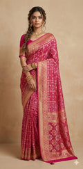 Pure Georgette banarasi sari with rai bandhani, stitched blouse
