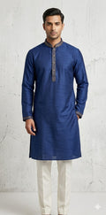 Navy blue semi silk kurta - 40