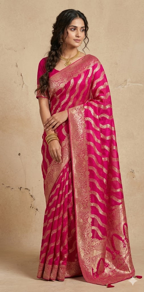 Dola silk saree with stitched blouse
