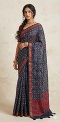 Blended tussar silk saree with stitched blouse