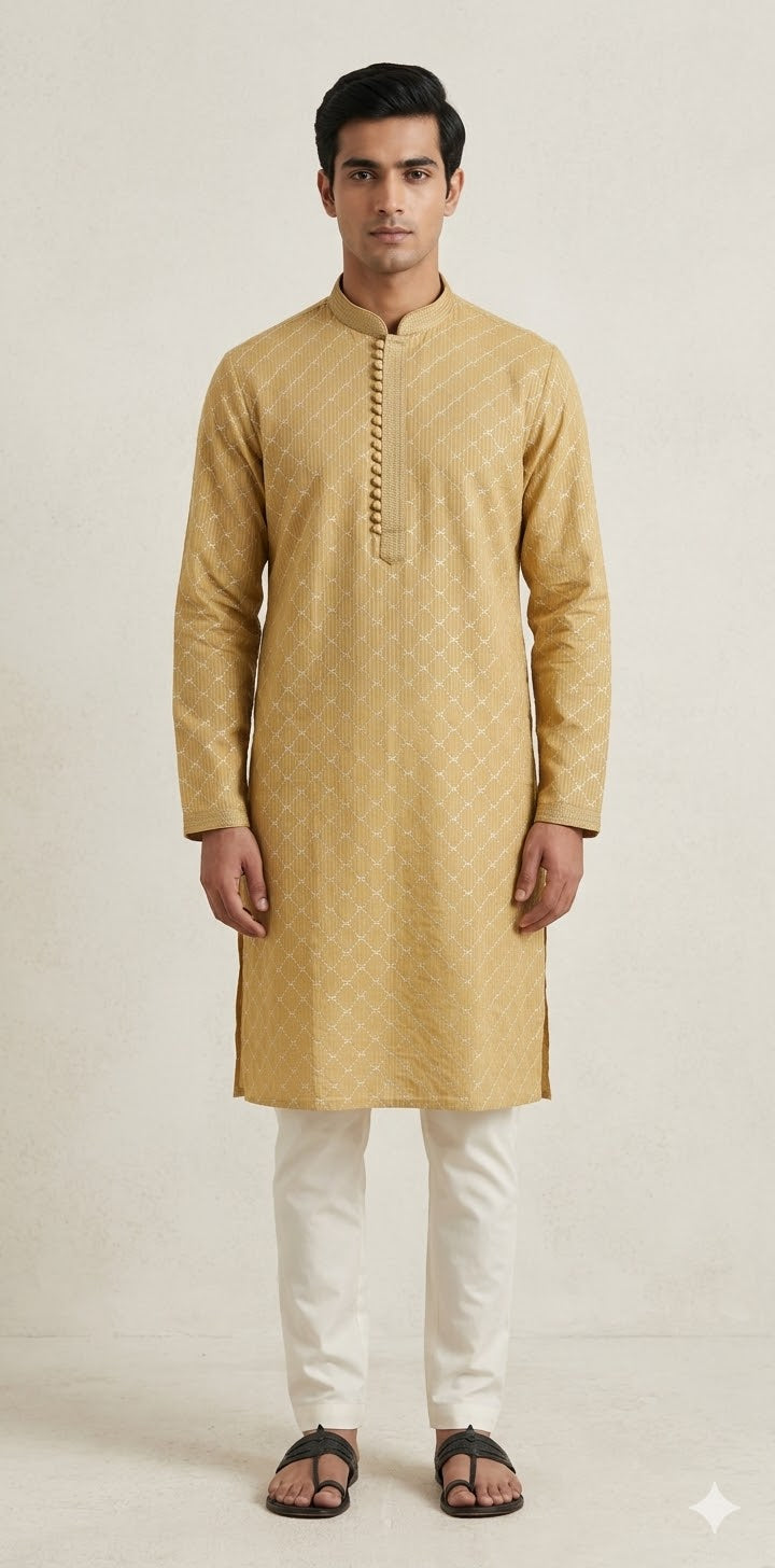 Sandalwood color soft cotton fabric kurta - 42