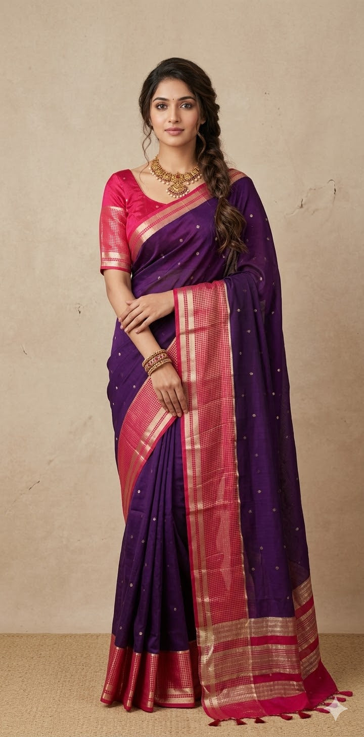 Semi mysore silk saree with stitched blouse