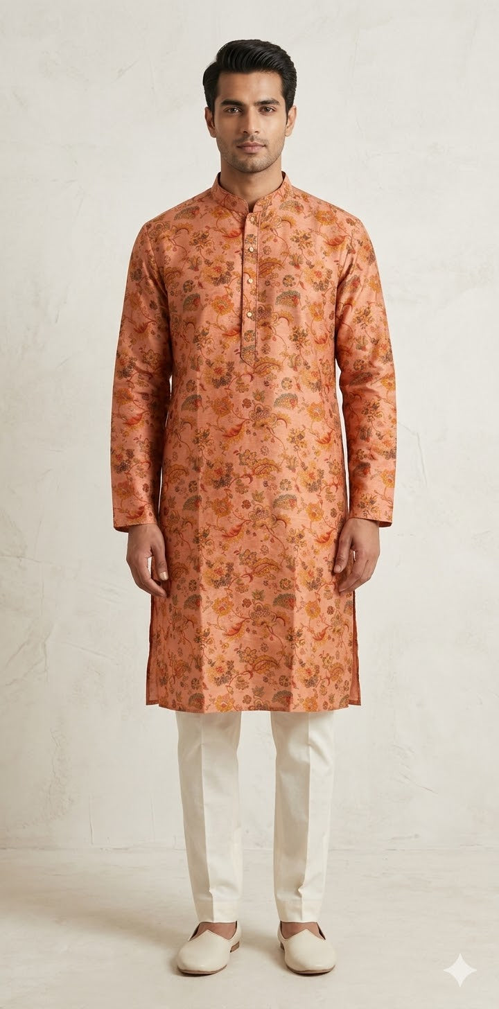 Kalamkari Printed cotton silk kurta
