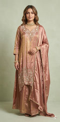 Tissue silk kurti with palazzo and dupatta