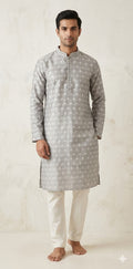 Grey cotton silk kurta - 42