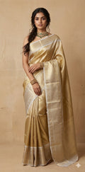 Semi Kanchivaram brocade saree with stitched blouse