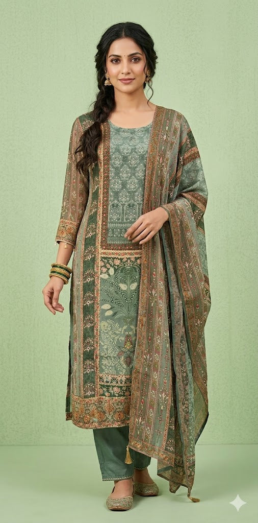 Crepe pakistani kurti with bottom and dupatta