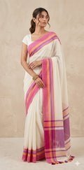 Soft cotton saree with multi color border