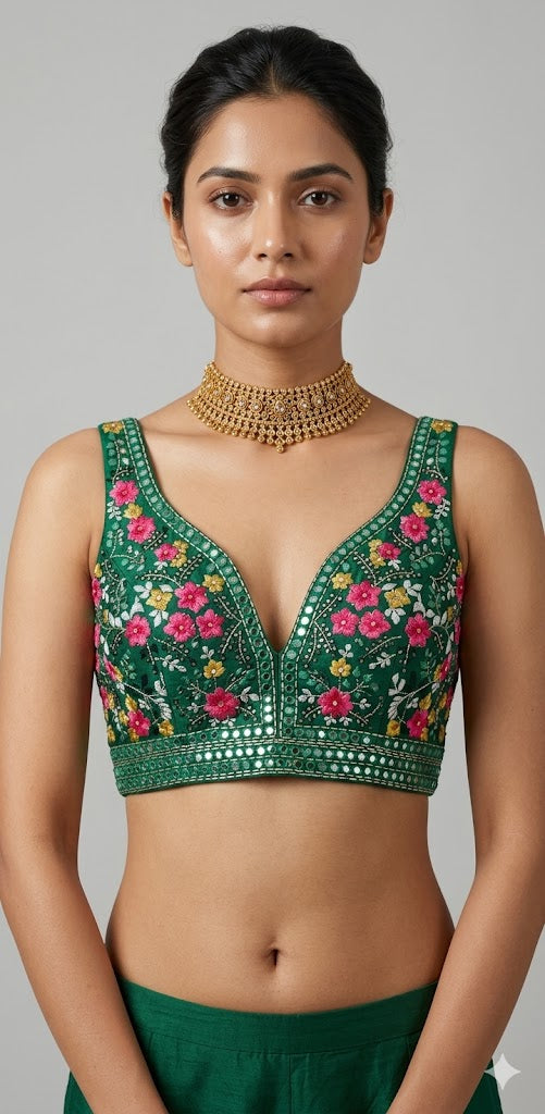 Green designer blouse