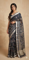 Kalamkari printed organza silk saree with stitched blouse