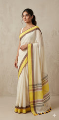 Soft cotton saree with multi color border