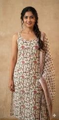 Off white kurti with bottom and dupatta