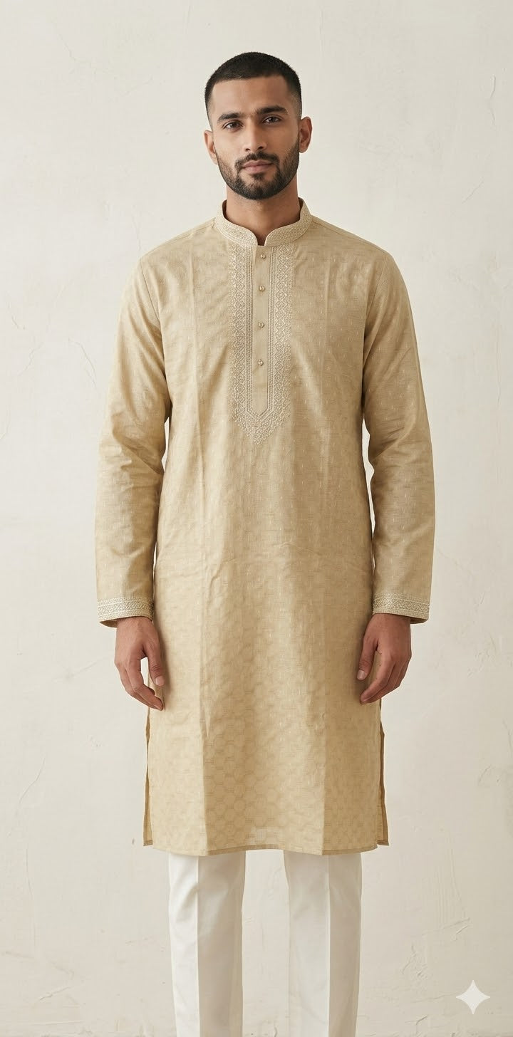 Sandalwood color soft cotton silk fabric kurta - 40