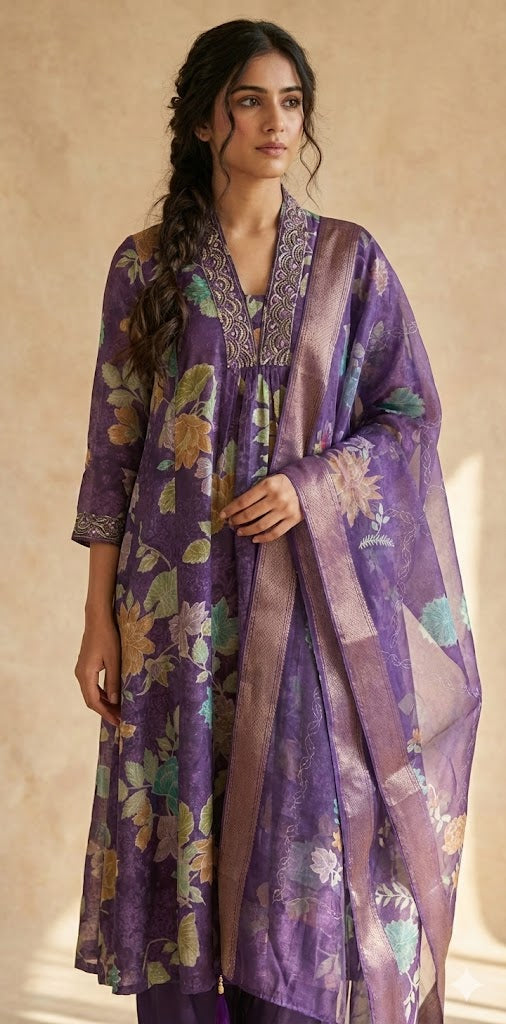 Purple kurti set