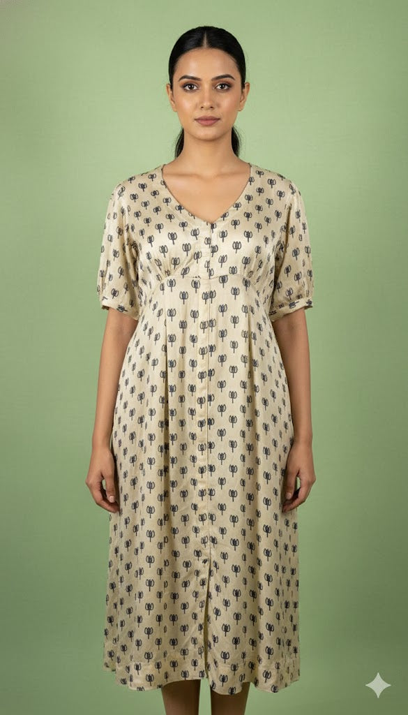 Off white modal silk dress