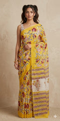Premium handblock printed Pure Chiffon saree , with BP