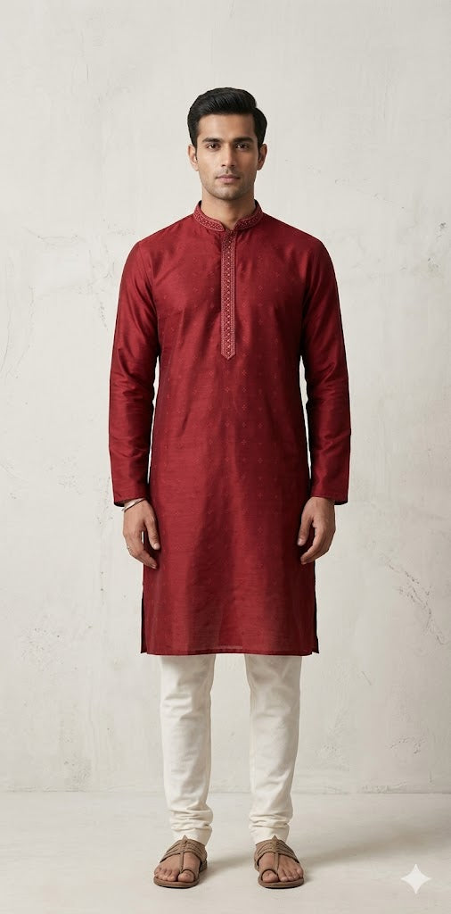 Maroon soft cotton kurta - 42